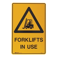 Warning Forklifts In Use Metal Sign 300x225mm