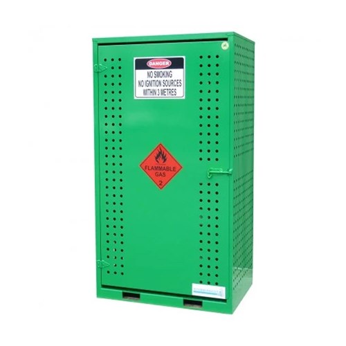 safety cabinet purpose-built for storing 12 x T size LPG forklift cylinders