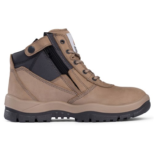MONGREL 'P' Series Side Zip Sided Lace Up Work Safety Boots - Stone