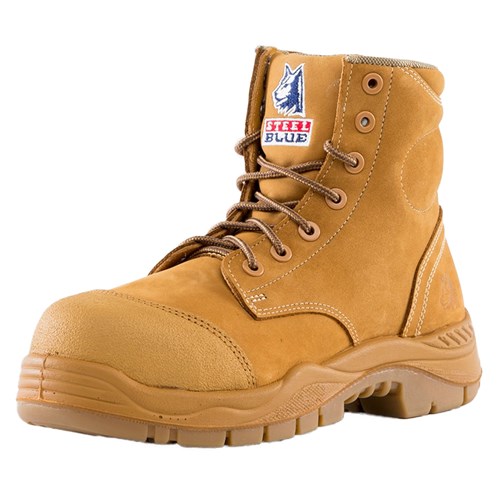 Steel Blue Argyle Side Zip Composite Toe Scuff Cap Lace Up Work Safety Boots - Wheat