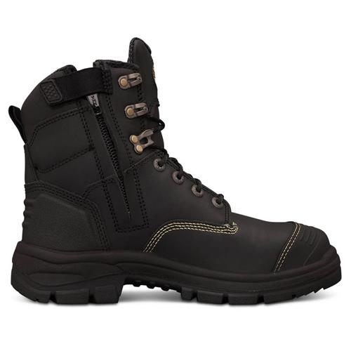 Oliver 150mm Side Zip Lace Up Work Safety Boots - Black