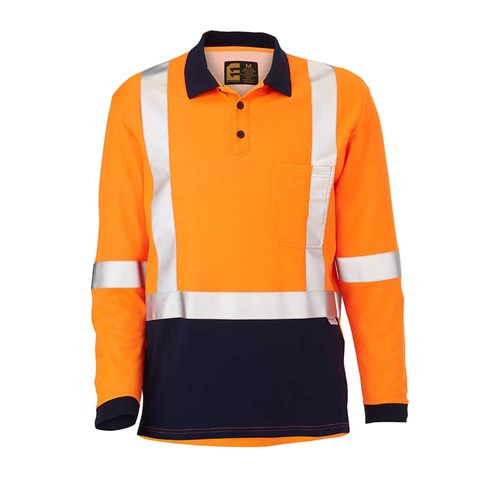 ELEVEN Workwear Spliced Hi-Vis 'X' Taped L/S Polo Shirt