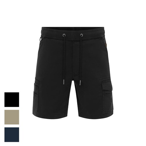 Elastic Waist Cargo Work Shorts - Black