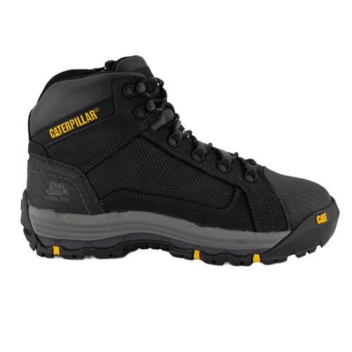 CAT® Footwear Convex Black Zip Sided Steel Toe Safety Boots - Black