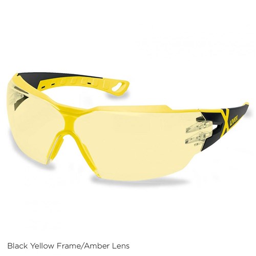 uvex Pheos Safety Glasses 9192 - Black Yellow Frame Amber Lens