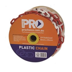 Plastic Chain Red/White 8mm sold per meter