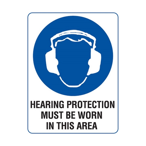 Mandatory Sign - Hearing Protection Must Be Worn Poly Sign 300x225mm