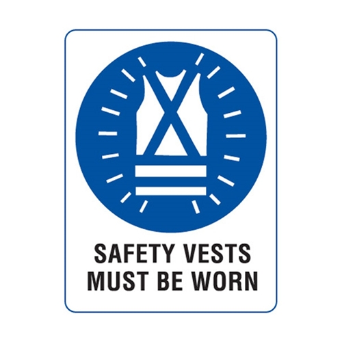 Mandatory sign - Safety Vests Must Be Worn Poly Sign 450x300mm
